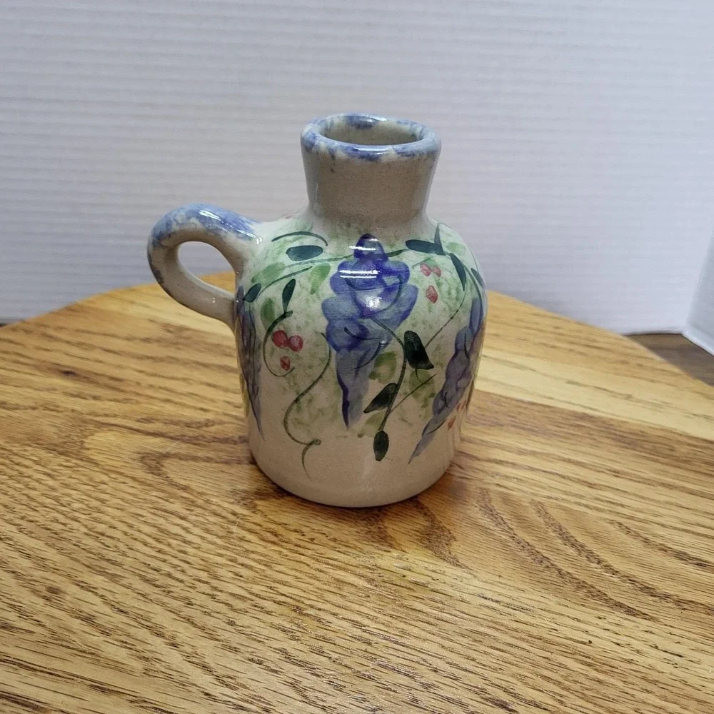 VTG Yesteryears Collection Stoneware Jug Marshall Pottery Wisteria Purple Vine